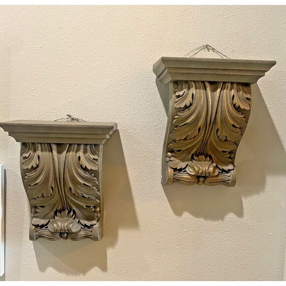 Home Interiors Vintage Set of 2 Ornate Wall Shelves - Picture 2 of 13